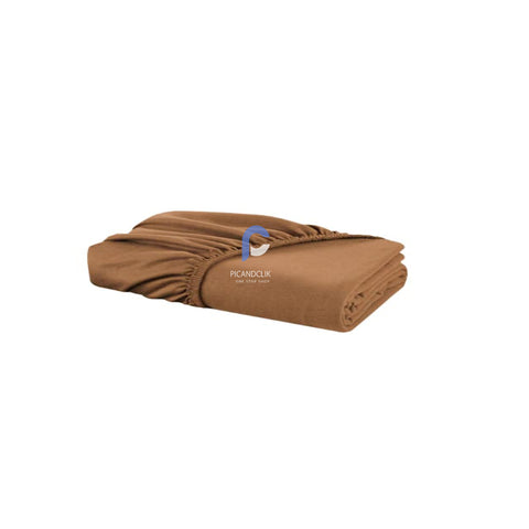 Jersey Bed Fitted Sheet- Camel Brown