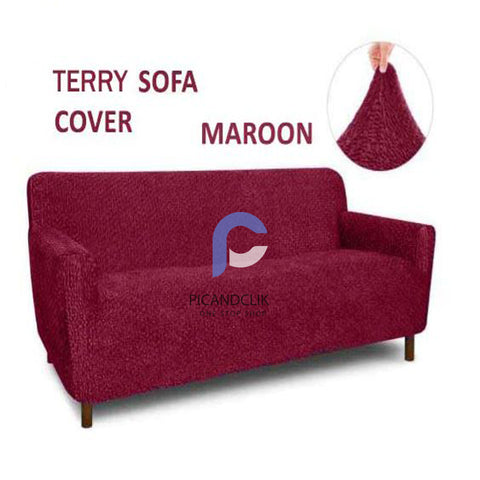 Premium Terry Sofa Cover - Maroon