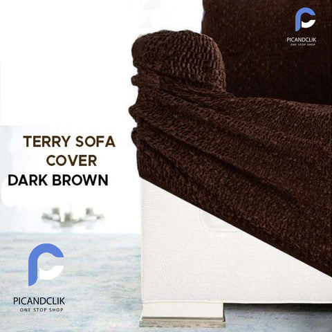 Premium Terry Sofa Cover - Dark Brown