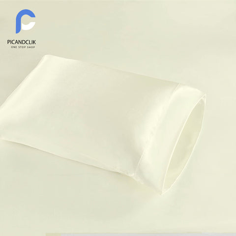 3Pcs Satin Silk Bed Set -Off White