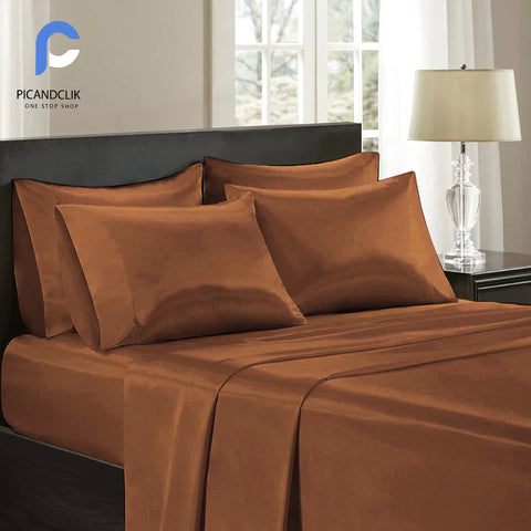 3pcs Satin Silk Bed Set - Copper Color